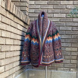 Vtg John McNancee Visoni Wool Knit Shawl Collar Cardigan